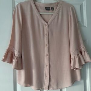 Chico's Blush Pink Blouse with Ruffle Sleeves